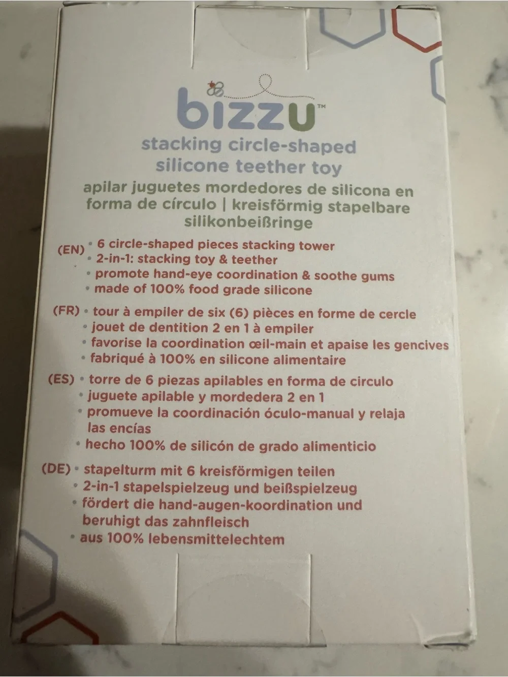 Bizzu Stacking Circle-Shaped Silicone Teether Toy New